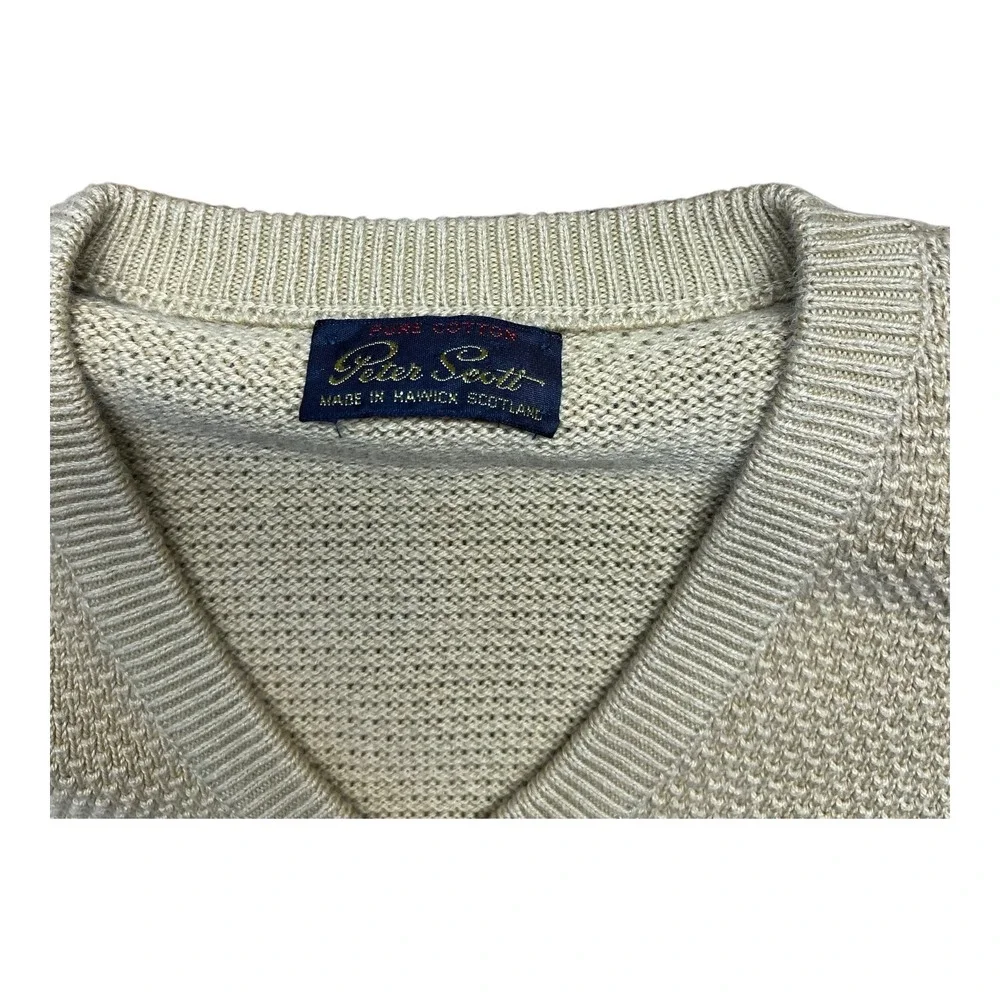 Peter Scott Sweater Mens V Neck Knit Waffle Texture Made In‎ Scotland Size 2x
